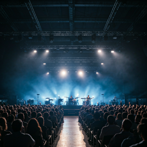 Sound mixing board in a dark venue