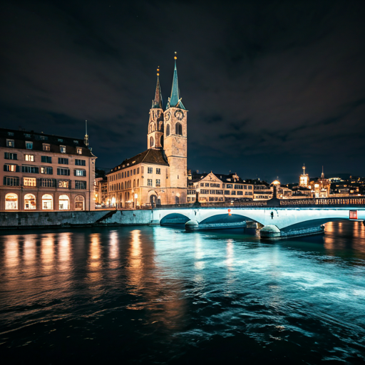 Zurich skyline at night